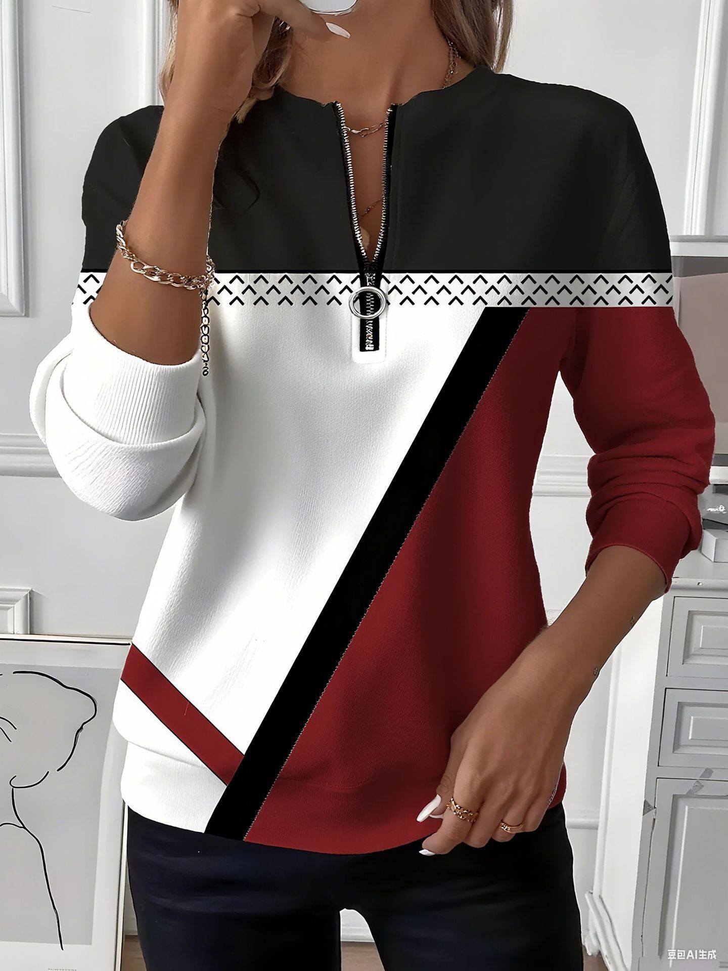 Women's Casual Christmas-Print Raglan Sweatshirt