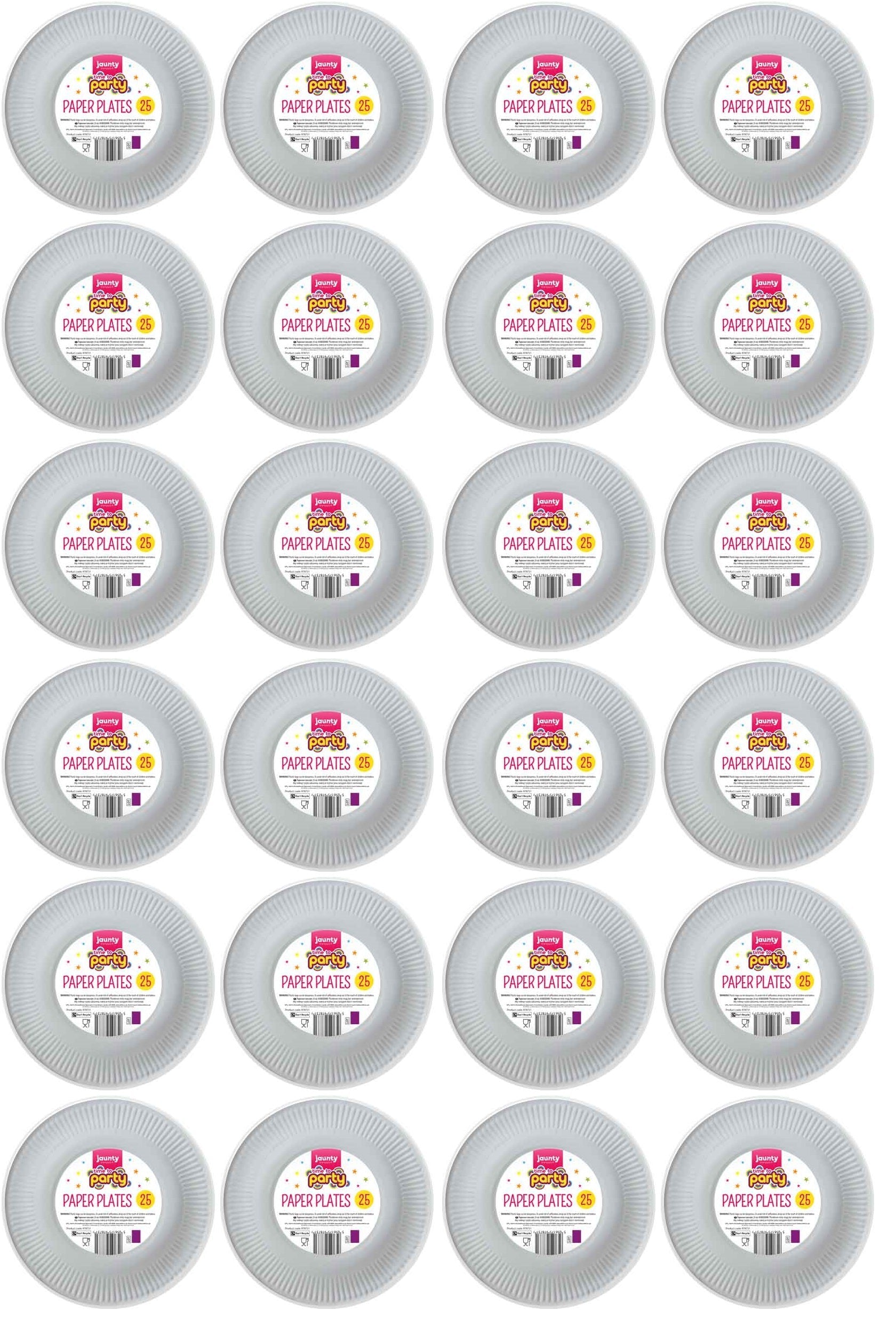 24 X Jaunty Paper Plates White 9 Inch 25 PACK