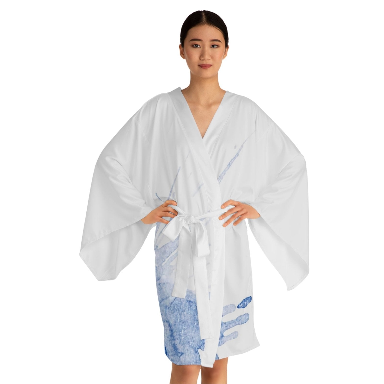 Watercolour Blue Splash - Womens Kimono Robe