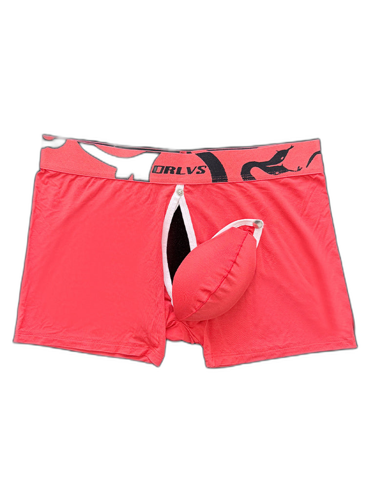 Men's Detachable Pouch Easy-Access Open Fly Modal Split-Crotch Boxers Briefs