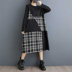 New Plaid Patchwork Loose-fitting Casual Dress