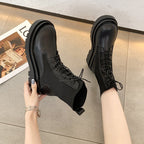 Martin boots women's thick heel lace retro motorcycle short boots