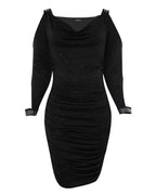 Plus Size Rhinestone Cold Shoulder Party Dress