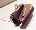 New fashion water drill finger ring suede high-end handbag banquet dress chain diagonal small square bag