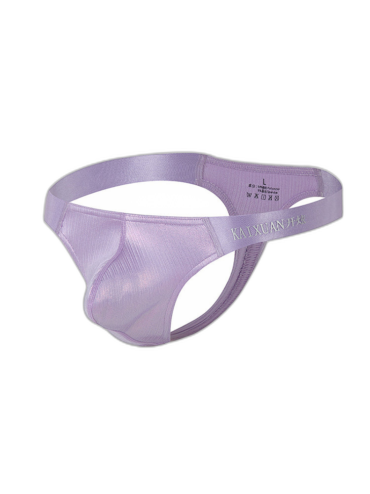 3 Pack Men's Low Waist Transparent Sexy Large Pouch Ice Silk Thong