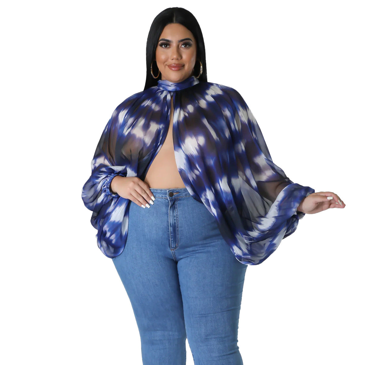 Women's Plus-Size Crew-Neck Chiffon Top With Tie-up Straps