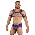 Mr S Leather Neoprene Bulldog Harness| Purple