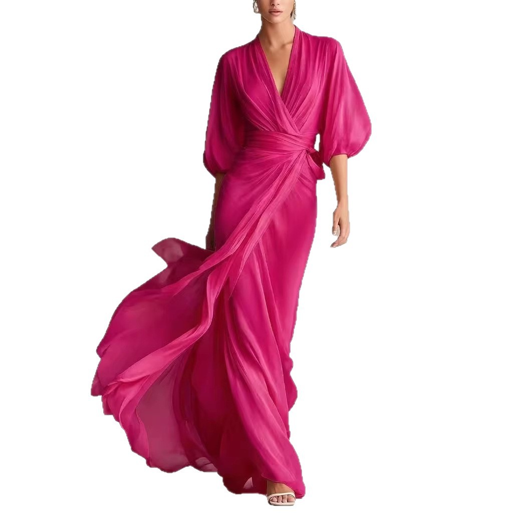European And American-style Slim-fit Long Dress For Women
