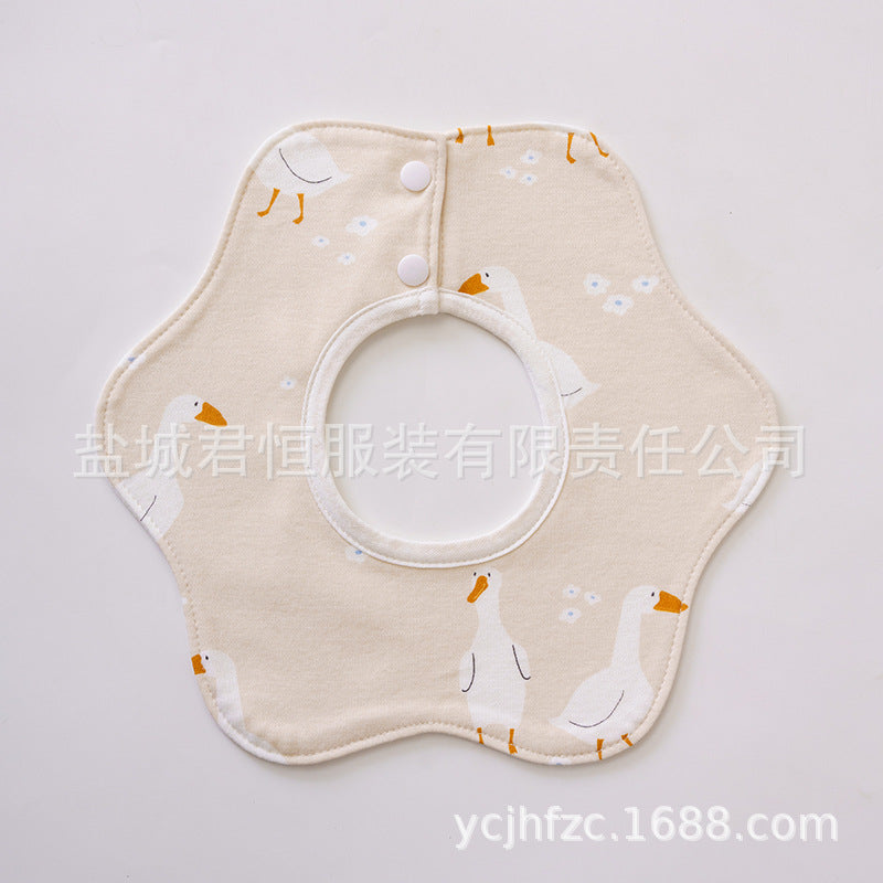 Pure Cotton 360° Rotatable Baby Bib - Petal-Shaped Drool Bib