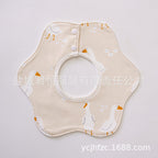 Pure Cotton 360° Rotatable Baby Bib - Petal-Shaped Drool Bib