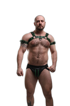 ruff GEAR Leather Bulldog Reflector Harness Black Neon Green