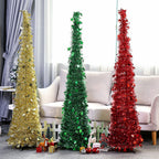 Artificial Tinsel Up Christmas Tree With Stand Gorgeous Collapsible Artificial Christmas Tree For Christmas Decorations