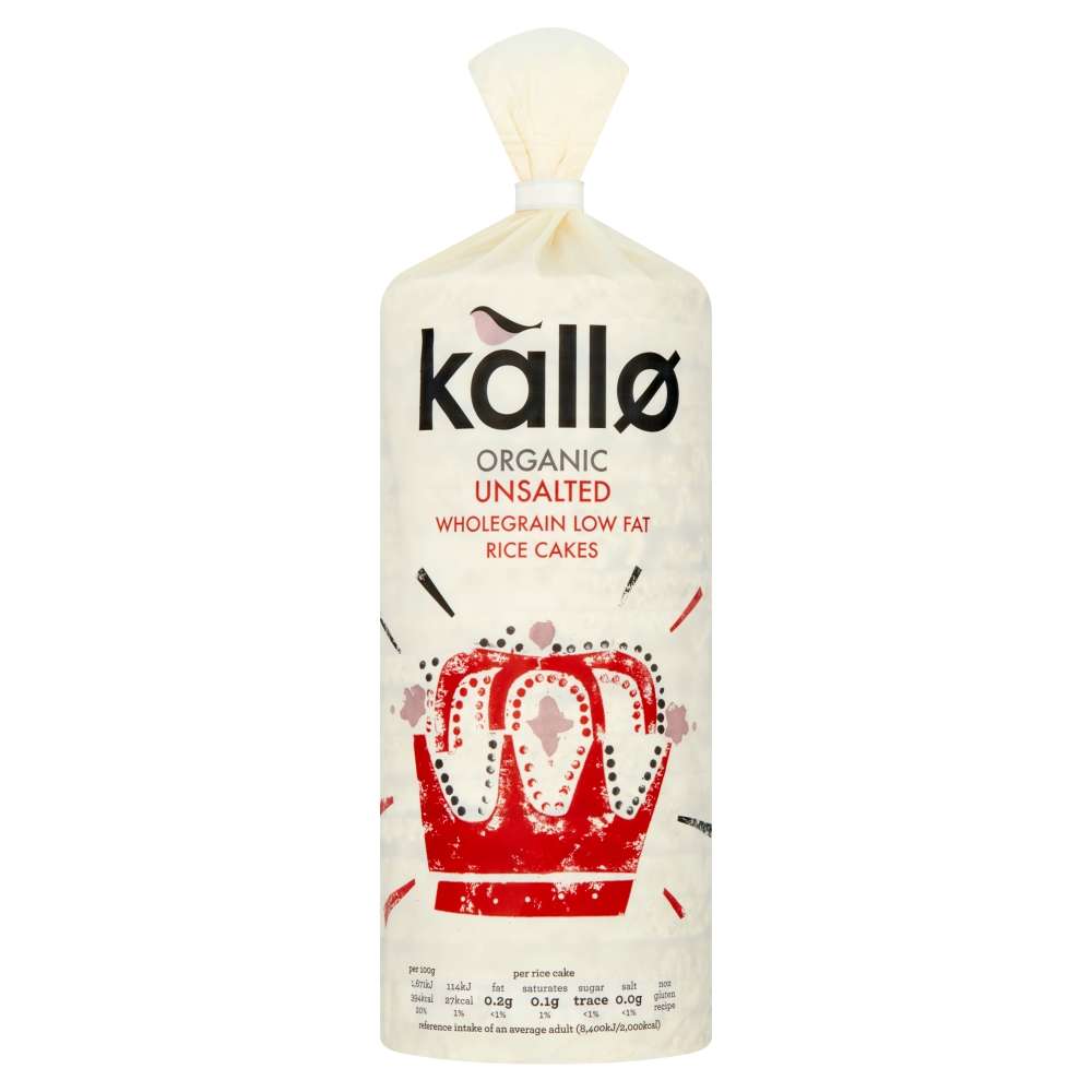 Kallo Organic Unsalted Wholegrain Rice Cakes - 130g