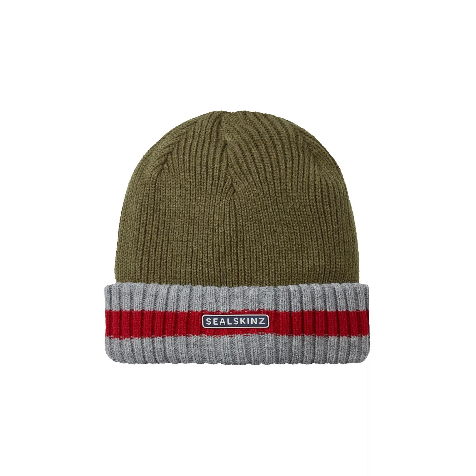 Mens & Ladies Waterproof Cold Weather Striped Roll Cuff Beanie Hat