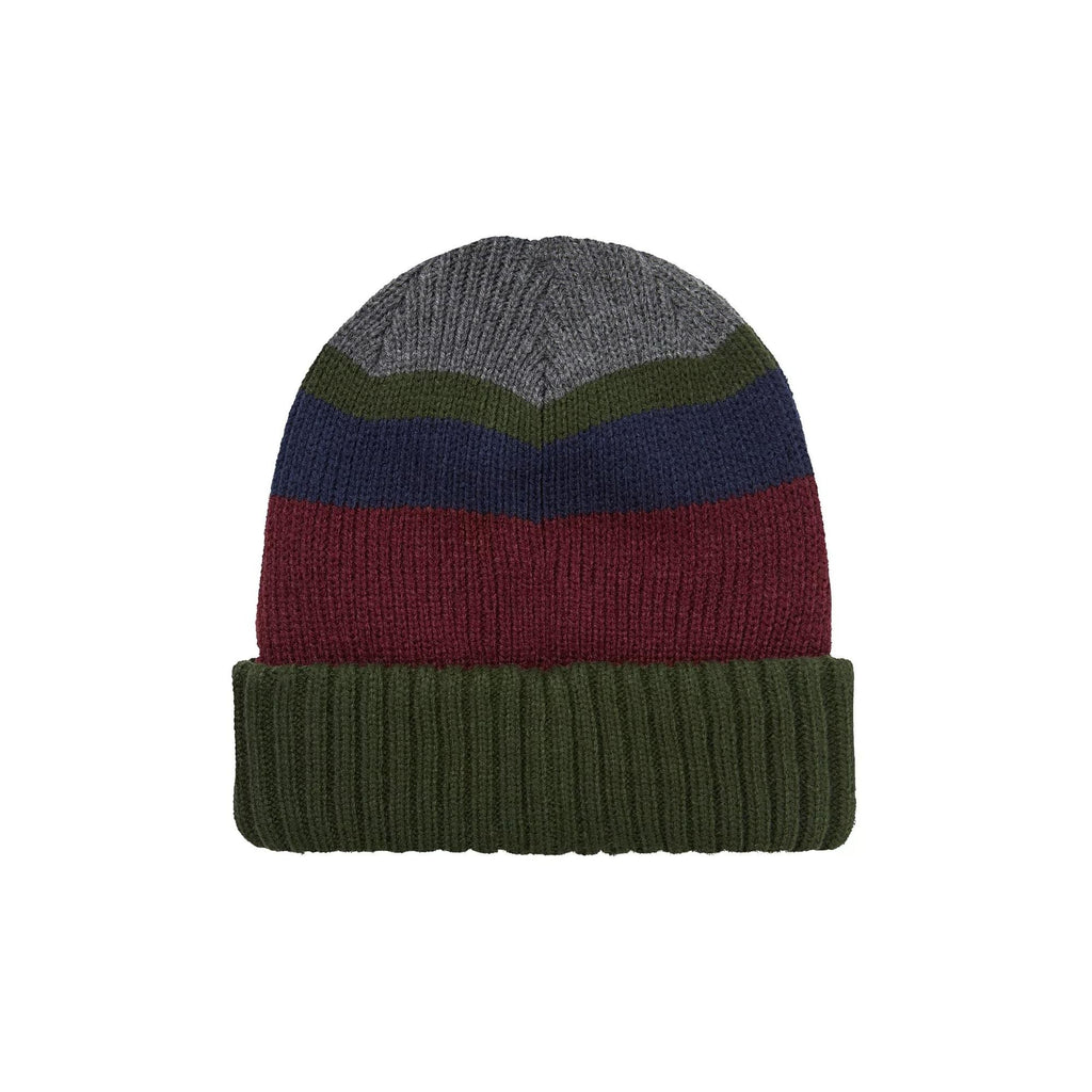 Mens & Ladies Waterproof Thermal Roll Cuff Striped Beanie Hat