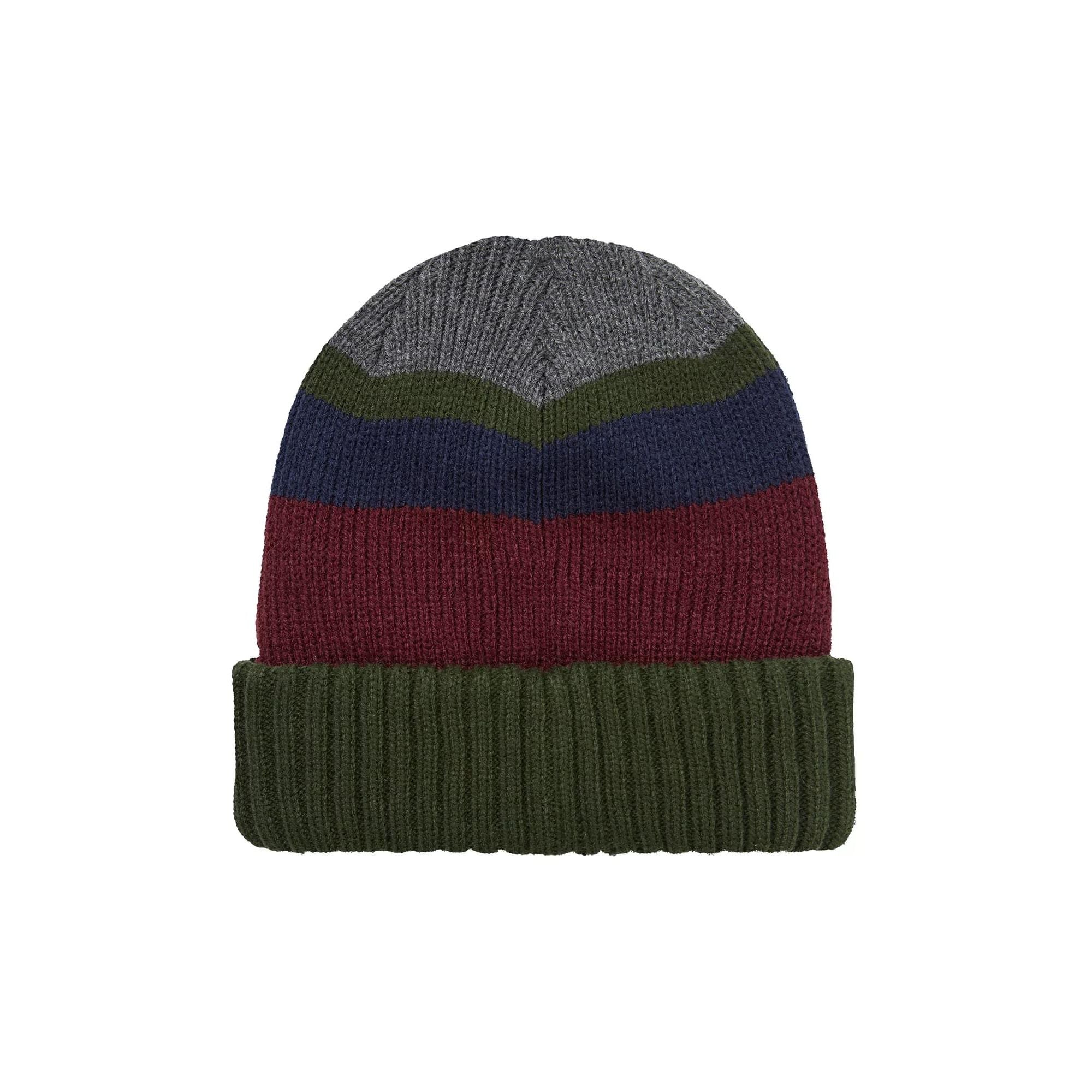 Mens & Ladies Waterproof Thermal Roll Cuff Striped Beanie Hat