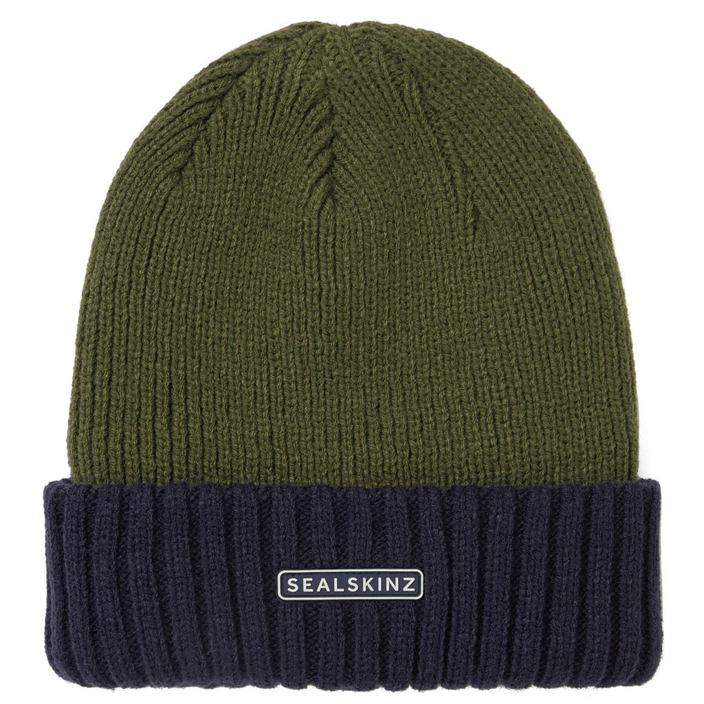 Mens Waterproof Cold Weather Roll Cuff Beanie Hat