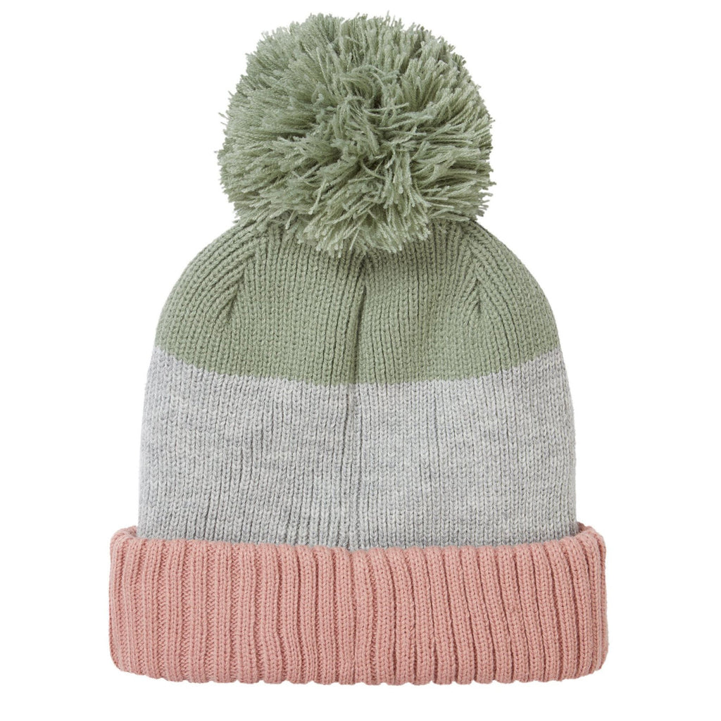 Mens Waterproof Thermal Roll Cuff Striped Beanie Hat