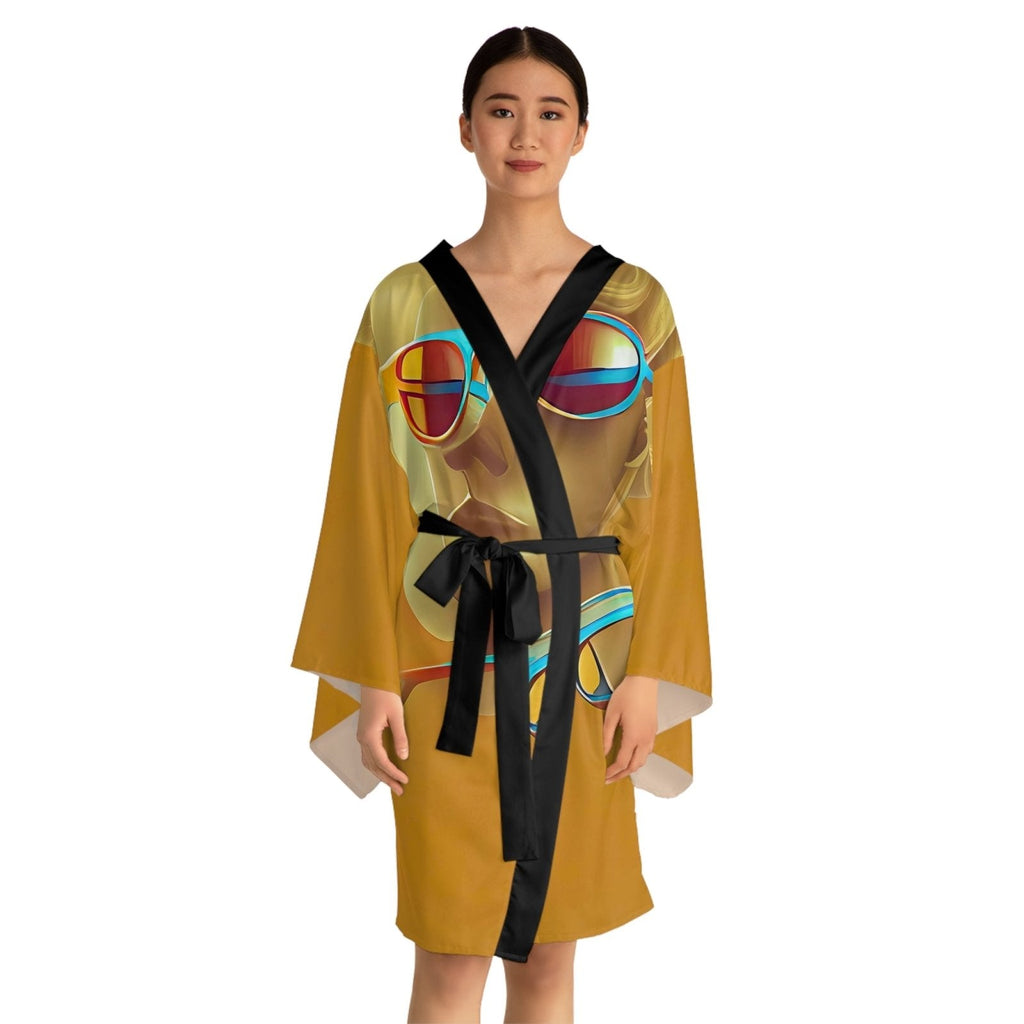Retro Cool Orange - Womens Kimono Robe