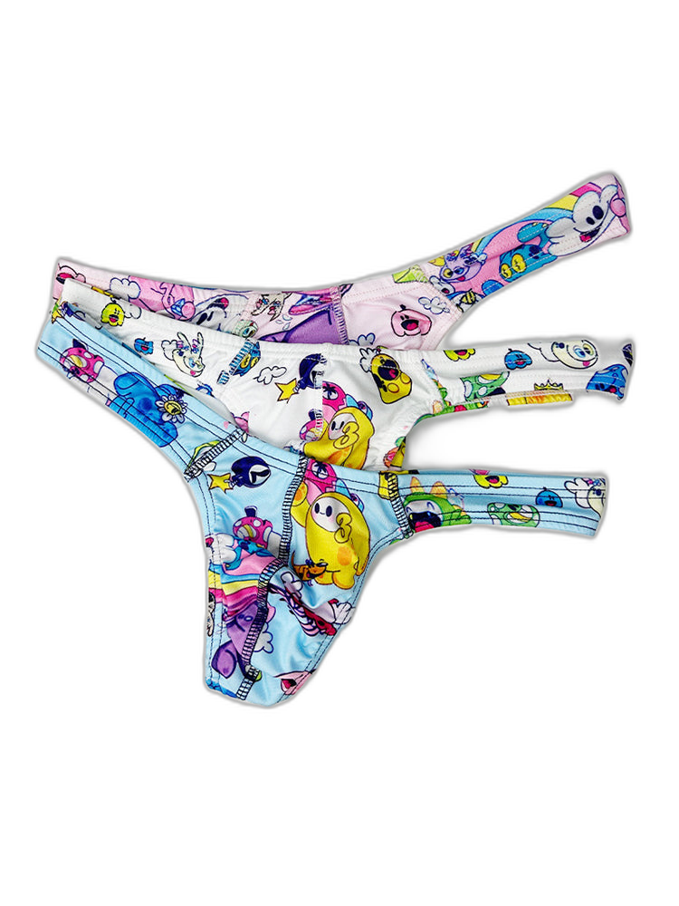 2 Pack Men's Low-Rise Sexy Print Thong