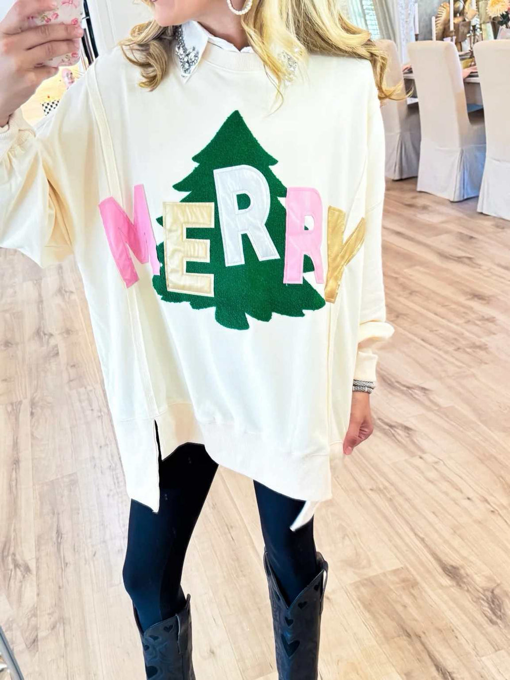 Women's Printed Casual Loose-fit Patchwork Crew Neck Sweater