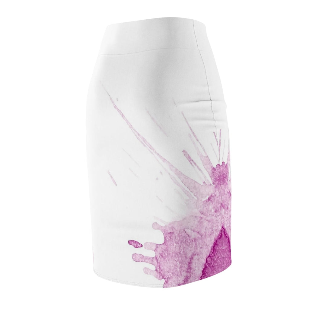 Watercolour Pink Splash - Womens Pencil Skirt