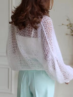 Casual Solid Color Hollow Knit Cardigan