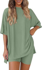 Summer Shorts Suit Fashion Loose Short-sleeved T-shirt And Slim Tight Pants Women's Clothing