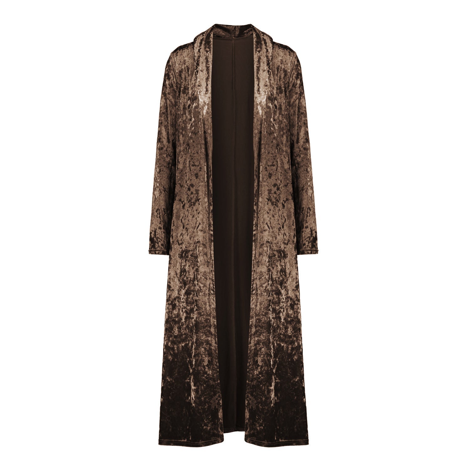 Long sleeve plus length velvet trench coat