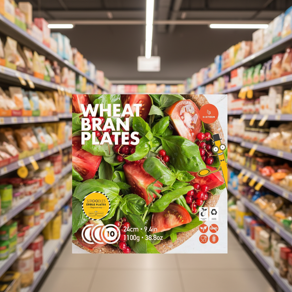 Stroodles Edible Plates (24cm) from Wheat Bran - 10pc