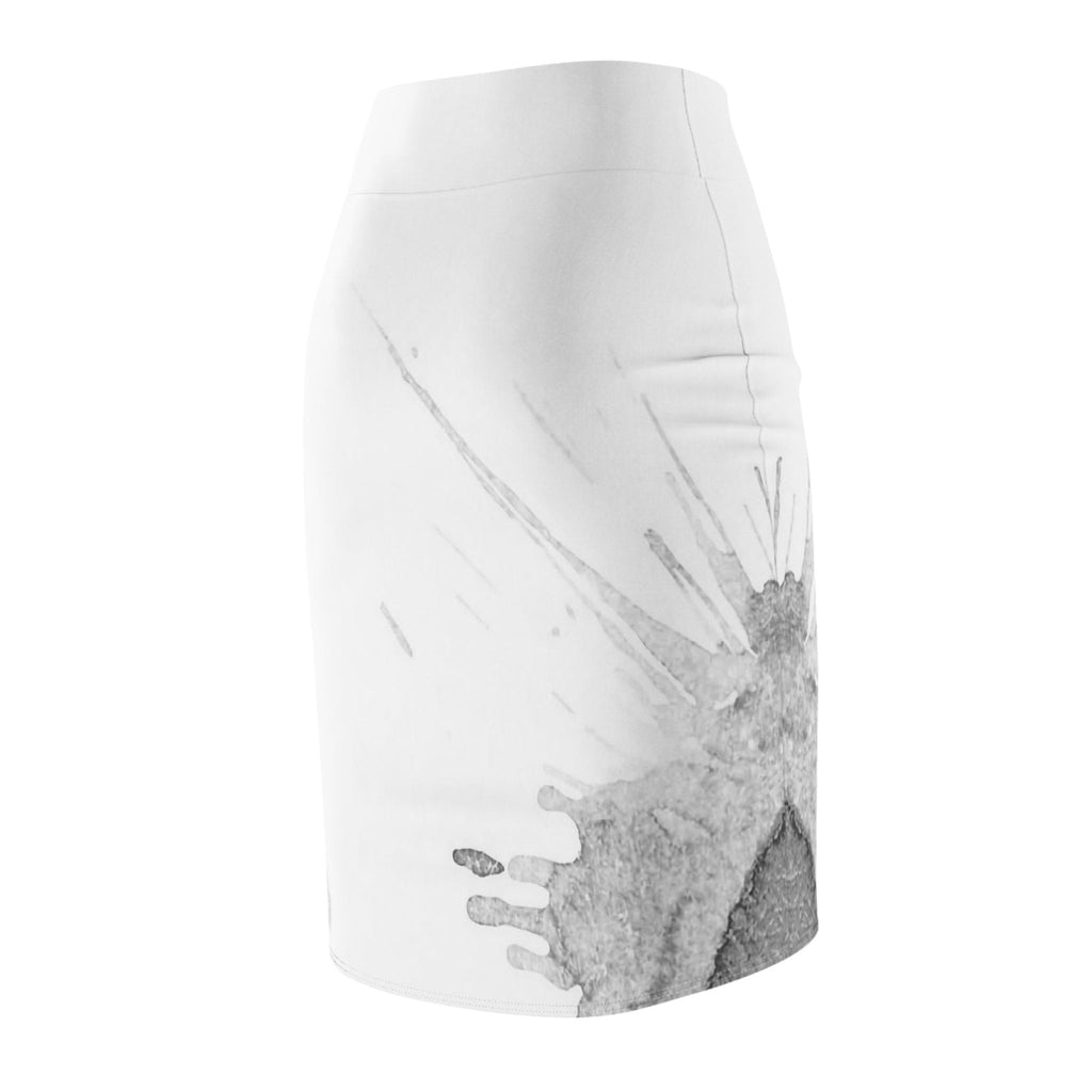 Watercolour Grey Splash - Womens Pencil Skirt