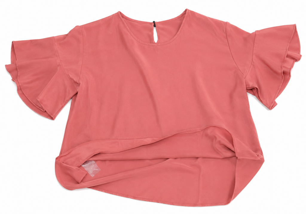 New Ladies Tiered Bell Sleeve Cranberry Loose Fit Top