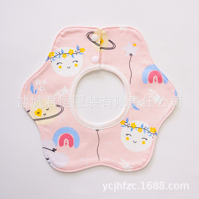 Pure Cotton 360° Rotatable Baby Bib - Petal-Shaped Drool Bib