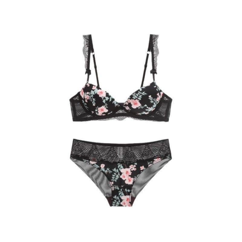 Plus Size Traceless Printed Underwear Women's Big Chest And Small Breast Holding