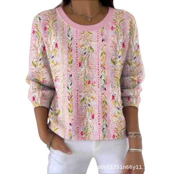 Sweet And Casual Women's Crew-neck Sweatshirt With Print
