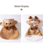 Cat Autumn And Winter Christmas Warm Thickened Reindeer Cape Small Dog Halloween Funny Pet Clothes
