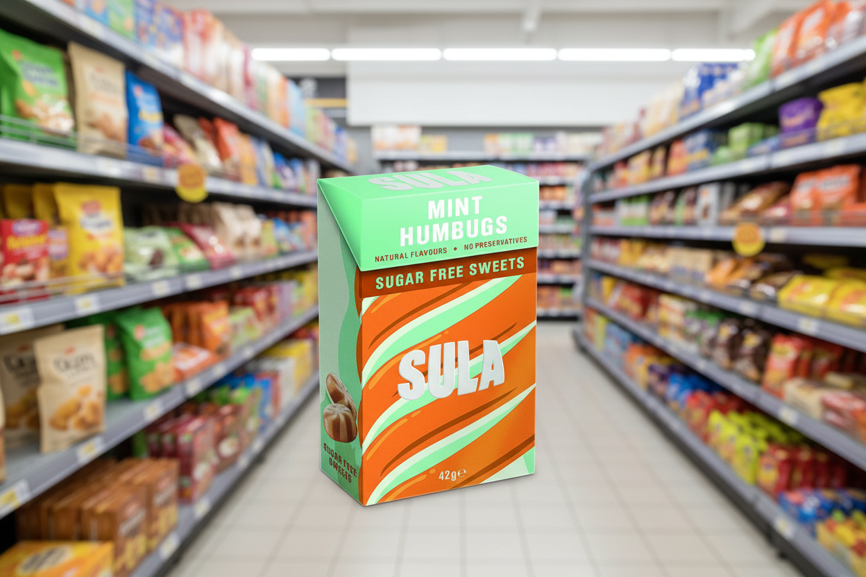 14 x Sula Mint Humbugs Zuckerfrei - 42g