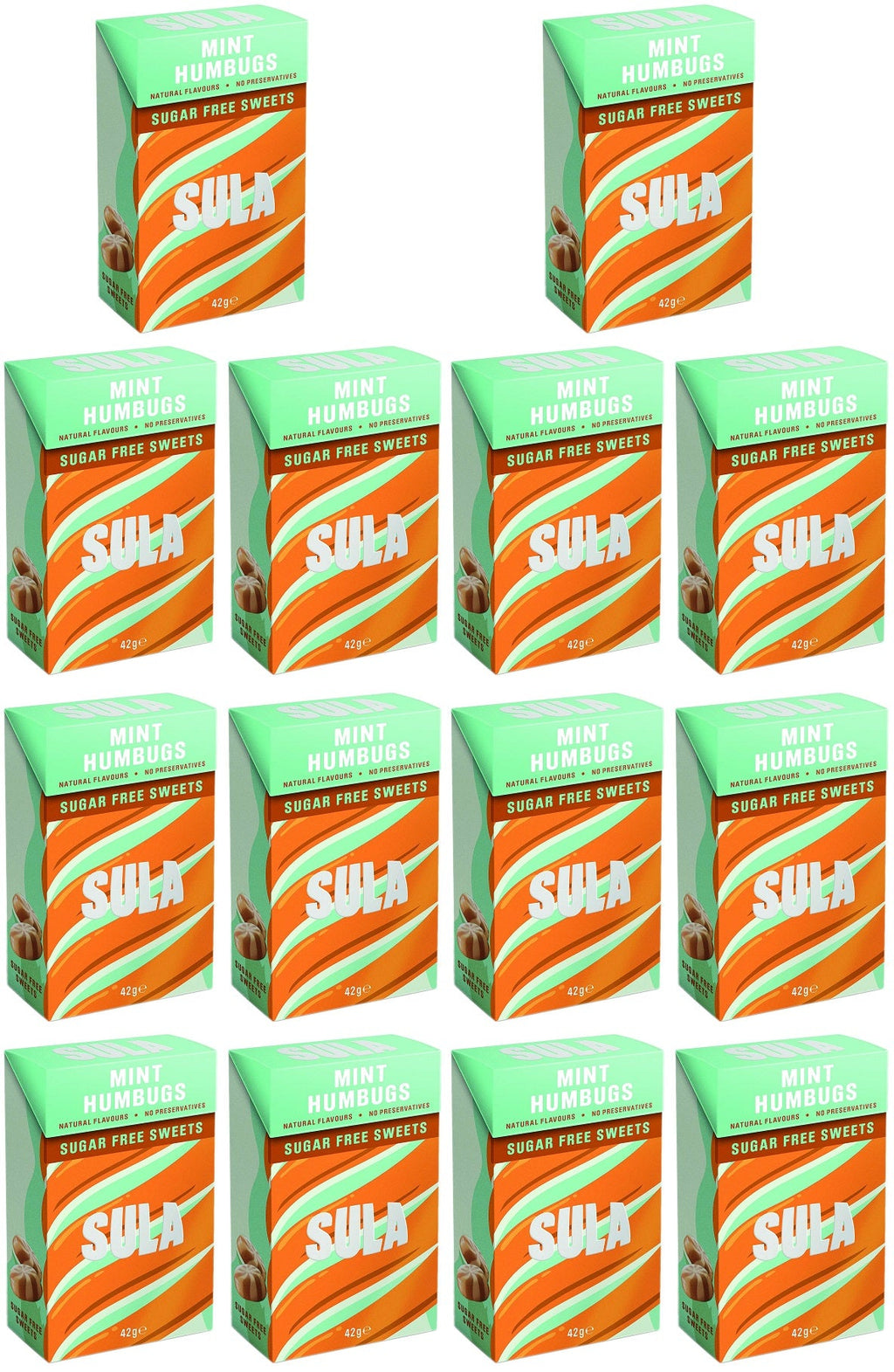 14 x Sula Mint Humbugs Zuckerfrei - 42g