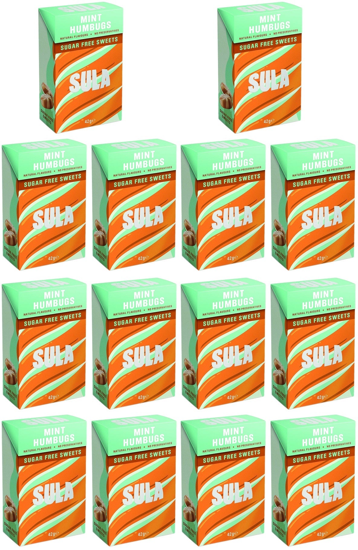 14 x Sula Mint Humbugs Zuckerfrei - 42g