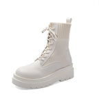 Martin boots women's thick heel lace retro motorcycle short boots