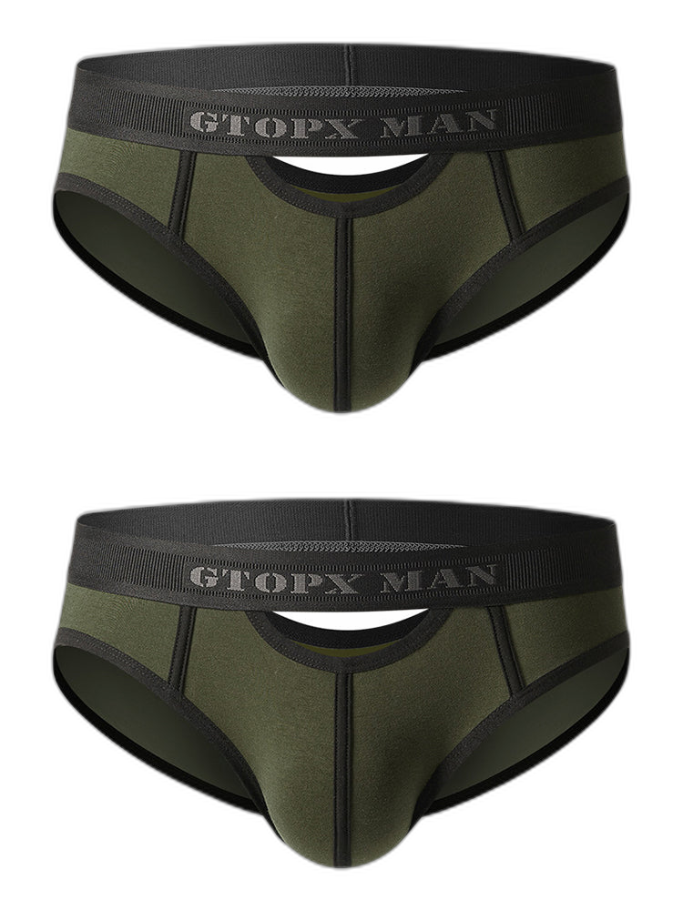 Men’s Spliced Lines U Convex Pouch Cotton Briefs