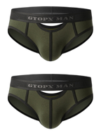 Men’s Spliced Lines U Convex Pouch Cotton Briefs