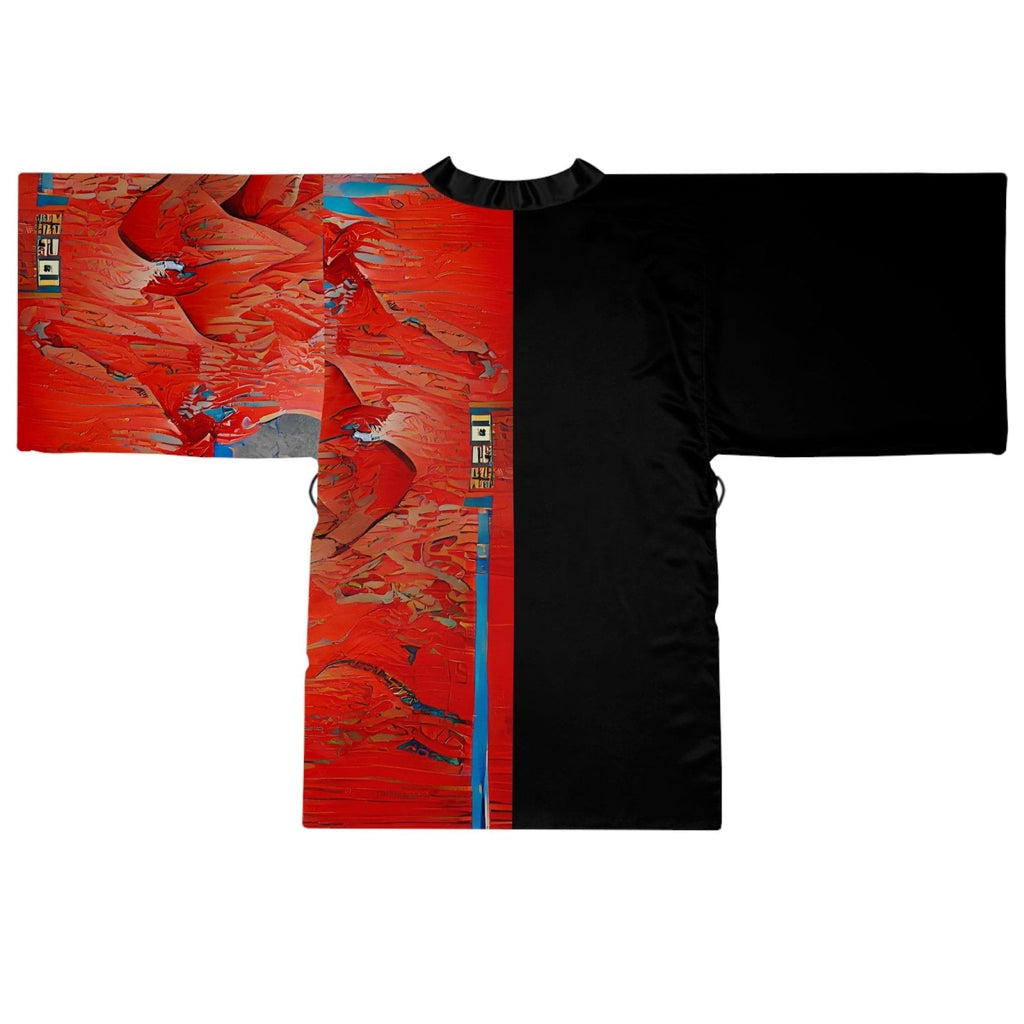 Half Black Half Hónghǎi - Womens Kimono Robe