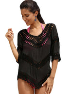 Crochet Knitted Stitching Cutout Blouse Skirt Swimsuit