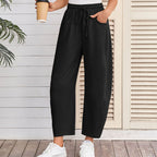 Fashion Loose Sports Drawstring Pocket Cropped Sweatpants