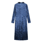 Long sleeve plus length velvet trench coat