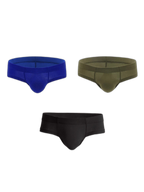 3 Pack Men's Cotton Solid U-Shaped Pouch Briefs