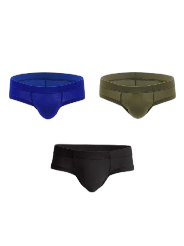 3 Pack Men's Cotton Solid U-Shaped Pouch Briefs