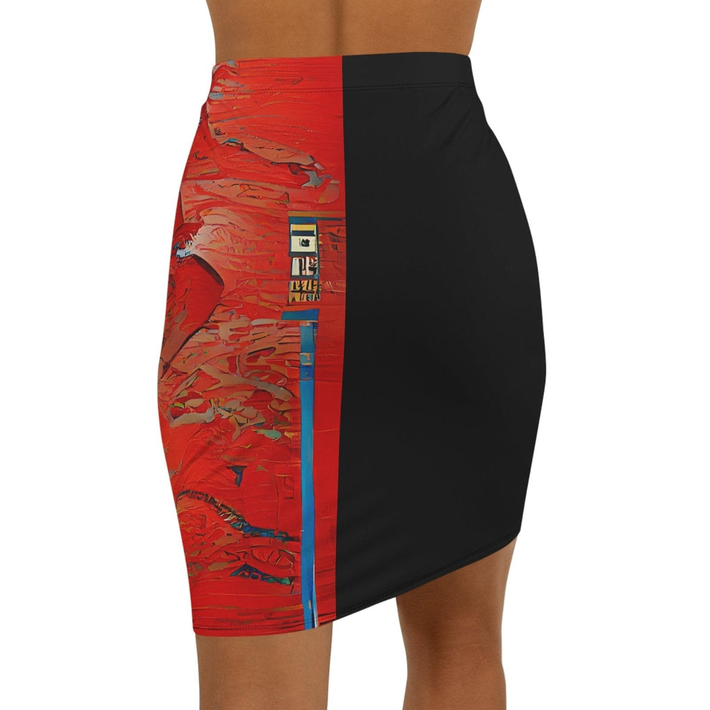 Half Black Half Hónghǎi - Womens Pencil Skirt