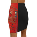 Half Black Half Hónghǎi - Womens Pencil Skirt